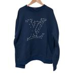 美品 LOUIS VUITTON ルイヴィトン LVステッチ クルーネック スウェット トレーナー RM212Q FMC HLY41W サイズXL ネイビー メンズ 古着 中古
