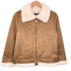 ショッピング古着 新品同様 LAUREN RALPH LAUREN ローレンラルフローレン フェイクムートン フライトジャケット サイズXS ブラウン レディース 古着 中古