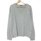 美品 POLO RALPH LAUREN ポロラルフローレン カシミヤブレンド ケーブルニットセーター サイズ?G グレー レディース 古着 中古