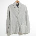 良品 GIORGIO ARMANI ジョルジオアルマーニ カシミヤシルク ニットジャケット 42サイズ グレージュ レディース 古着 中古