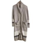 美品 gelato pique ジェラートピケ パウダー ライン ロングカーディガン ルームウェア サイズF グレー レディース 古着 中古