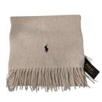  не использовался POLO RALPH LAUREN Polo Ralph Lauren шерсть po колено Logo вышивка бахрома muffler палантин серый ju мужской женский б/у одежда б/у 