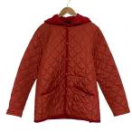 美品 Lavenham ラベンハム フード付き キルティング ジャケット サイズ36 レッド レディース 古着 中古