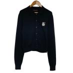 美品 24AW キャバン コットンカシミヤ パールロゴポロカーディガン 39-02-44-02001 サイズF ブラック レディース 古着 中古
