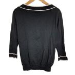 美品 PRADA プラダ ハーフスリーブ ウール シルク ニットカットソー 38 ブラック レディース 古着 中古