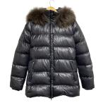 ショッピングduvetica 美品 DUVETICA デュベティカ SABIK ファーフード付き ダウンジャケット ロング丈 サイズ42 ブラック レディース 古着 中古