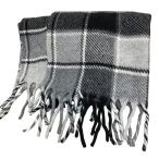 美品 POLO RALPH LAUREN ポロラルフローレン ポニー刺繍 チェック ウール マフラー ストール WC0103001 グレー×ブラック メンズ レディース 古着 中古