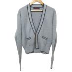 美品 23AW CABaN キャバン トゥモローランド コットンカシミヤ パイピングVネックショートカーディガン 39-02-34-02004 F グレー レディース 古着 中古