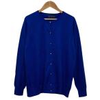 美品 23AW 23区 ニジュウサンク カーディガン ショートスリーブ カットソー アンサンブルニット 大きいサイズ 44 ブルー レディース 古着 中古