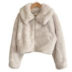  прекрасный товар 23AW MERCURYDUO Mercury Duo искусственный мех воротник имеется укороченные брюки котороткое пальто S слоновая кость женский б/у одежда б/у 