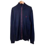  хорошая вещь POLO by RALPH LAUREN Polo bai Ralph Lauren po колено хлопок вязаный Zip кардиган размер S темно-синий мужской б/у одежда б/у 