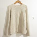美品 AURALEE オーラリー SUPER FINE WOOL RIB KNIT RAGLAN PULLOVER クルーネック ニット プルオーバー セーター サイズ1 アイボリー レディース 古着 中古