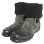 新品同様 DOLCE&GABBANA ドルチェ&ガッバーナ スエード×ニット ショートブーツ 9.5サイズ 約28.5cm グレー×ブラック メンズ 古着 中古
