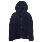 美品 LOUIS VUITTON ルイヴィトン ミドルゲージ コットンニット フーデッド ジャケット カーディガン XS ネイビー メンズ 古着 中古