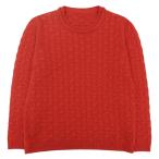 美品 FENDI フェンディ カシミア混 ケーブル編み ニットセーター サイズ52 レッド メンズ 古着 中古