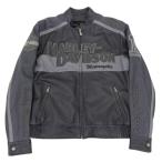 ショッピングハーレーダビッドソン 美品 HARLEY DAVIDSON ハーレーダビッドソン 両面ロゴ レザー シングルライダースジャケット S ブラック メンズ 古着 中古