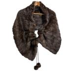 美品 ノーブランド ロシアンセーブルヤーンファー 毛皮 マフラー ティペット ブラウン レディース 古着 中古