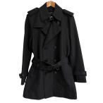良品 BURBERRY BLACK LABEL バーバリーブラックレーベル ヘリンボーン柄 ベルテッド トレンチコート M ブラック メンズ 古着 中古