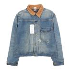 ショッピングlee 未使用 Lee リー 100周年記念 COW BOY JACKET ライニング カウボーイ セルビッチ デニムジャケット Gジャン USED加工 インディゴ XL メンズ 古着 中古