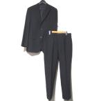  прекрасный товар BURBERRY BLACK LABEL Burberry Black Label тень полоса tailored jacket + слаксы костюм 38L чёрный мужской б/у одежда б/у 