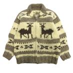 美品 Flyer Hooks フライヤーフック カウチン ニット ジャケット ブルゾン セーター カナダ製 ウール オールド ヴィンテージ ベージュ レディース 古着 中古
