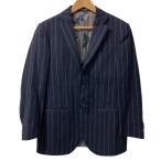 ショッピングハイドロゲン 美品 HYDROGEN ハイドロゲン ピンストライプ テーラードジャケット サイズF ネイビー メンズ 古着 中古