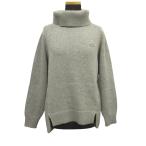 ショッピング古着 美品 LACOSTE ラコステ タートルネック ニット セーター ロゴ 刺繍 ウール 36 グレー レディース 古着 中古