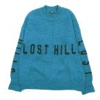 ショッピングYeezy 美品 yeezy SEASON5 イージー シーズンファイブ LOST HILLS オーバーサイズニット セーター ロゴ ウール アルパカ 長袖 ブルー M メンズ 古着 中古