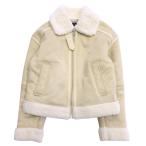 ショッピングzara 美品 ZARA ザラ ムートン調 フェイクレザー フライト ジャケット ブルゾン アウター 内ボア S ベージュ系 レディース 古着 中古
