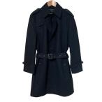  прекрасный товар BURBERRY BLACK LABEL Burberry Black Label шерсть одиночный тренчкот размер M черный мужской б/у одежда б/у 
