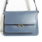 美品 MARNI マルニ トランク TRUNK サフィアーノレザー ミディアム ショルダーバッグ SBMPN09NO1LV520 ロイヤルブルー×ゴールド レディース 古着 中古