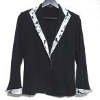 美品 クリーニング済み LEONARD レオナール カンカン素材 フラワープリント 1B シングル ジャケット Lサイズ ダークネイビー レディース 古着 中古