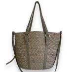 美品 HELEN KAMINSKI ヘレンカミンスキー Pinimil M BRIDLE ラフィア2wayバッグ トートバッグ ショルダーバッグ グレー系 レディース 古着 中古