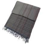  прекрасный товар JURGEN LEHL Jurgen Lehl в клетку бахрома палантин шарф muffler J0132ESF81 M серый × темно-синий серия женский б/у одежда б/у 