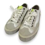 ショッピングchloe 良品 Chloe クロエ CLINT スエード×レザー ローカットスニーカー 38 約24cm ホワイト×ベージュ レディース 古着 中古