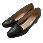  прекрасный товар Гиндза kanematsuAQUA BELL эмаль Loafer 24.5cm черный женский б/у одежда б/у 