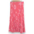 良品 Marimekko マリメッコ ウニッコ 総柄 イージーウエスト プリーツロングスカート Sサイズ ピンク レディース 古着 中古