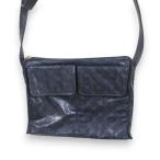 美品 GHERARDINI ゲラルディーニ ソフティ ショルダーバッグ ネイビー×ゴールド金具 レディース 古着 中古