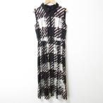 美品 23AW ANAYI アナイ モノトーンチェックプリントシャツワンピース 38 ブラック マルチカラー レディース 古着 中古