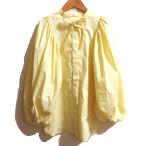 美品 21AW yori ヨリ 長袖 パフスリーブ バンドカラー ブラウス サイズF イエロー レディース 古着 中古