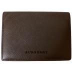  хорошая вещь BURBERRY Burberry кожа подкладка noba проверка складывающийся пополам футляр для карточек футляр для визитных карточек Brown мужской женский б/у одежда б/у 