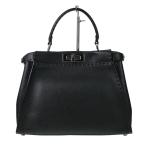 美品 FENDI フェンディ セレリア ピーカブーアイコニックミディアム 2way ハンドバッグ 8BN290 ブラック×シルバーカラー金具 レディース 古着 中古