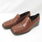  прекрасный товар Italy Made Parkmansion Италия meido park многоквартирный дом кожа квадратное tu Loafer обувь 36.5 примерно 23cm Brown женский б/у одежда б/у 