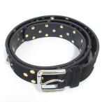 美品 DOLCE&GABBANA ドルチェアンドガッバーナ スタッズ スクエアバックル レザー ベルト 40/85 ブラック レディース 古着 中古