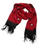 美品 RALPH LAUREN ラルフローレン ポロベア シルク100％ フリンジ ストール マフラー レッド系 レディース 古着 中古