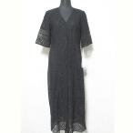 未使用 24AW GRACE CONTINENTAL グレースコンチネンタル コンビレースVネックワンピース 0124331078 36 ブラック レディース 古着 中古