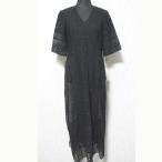 未使用 24AW GRACE CONTINENTAL グレースコンチネンタル コンビレースVネックワンピース 0124331078 36 ブラック レディース 古着 中古