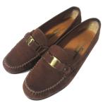  прекрасный товар Salvatore Ferragamo Salvatore Ferragamo GLORIAvala замша Loafer 6.5C 24cm соответствует Brown × Gold металлические принадлежности женский б/у одежда б/у 