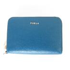  не использовался FURLA Furla BABYLONbabi long S раунд Zip футляр для карточек футляр для визитных карточек кошелек голубой женский б/у одежда б/у 