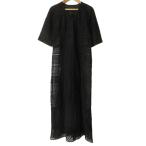 良品 24AW GRACE CONTINENTAL グレースコンチネンタル コンビレースVネックワンピース 0124331078 サイズ36 ブラック レディース 古着 中古